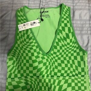 green garage crop top